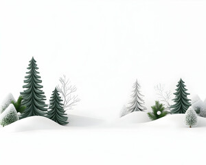 Obraz premium Christmas Trees in Snow Scene Winter landscape background with holiday evergreen trees