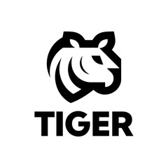 Bold Simplicity: Minimal Tiger Head Profile for Strong Brand Identity