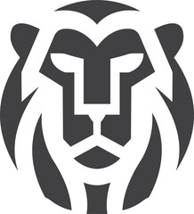 lion head logo, black and white illustration