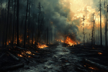 image of flames engulfing trees in a forest fire