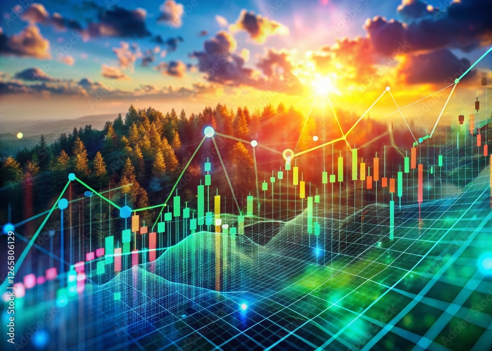 Poster generative ai stock market trend data visualization: abstract chart graphics