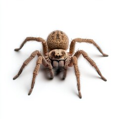 Obraz premium Close-Up View of a Brown Spider with Detailed Features on a White Background