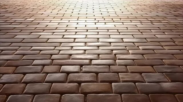 A textured, cobblestone surface with a warm brown hue, reflecting light and creating a sense of depth and dimension.