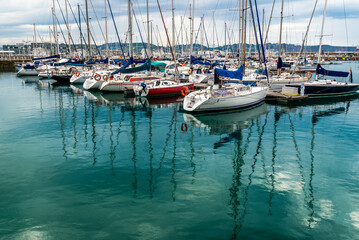 Fototapeta premium The wonderful city of Guijon and its port, Asturias, Spain