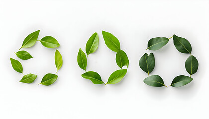 Green leaves recycle symbol on white