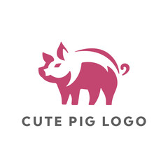 Charming Simplicity: Adorable Minimalist Pig Logo Design