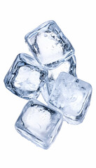 Obraz premium Ice cubes melting on a white surface. Refreshments. For summer drinks visuals