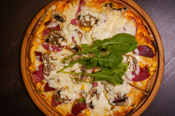 pizza with mushrooms and cheese