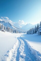 Obraz premium Vast, snow-covered landscape; clear winter sky , pure, image, arctic