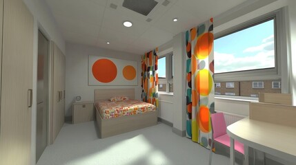 Colorful Pediatric Hospital Room Interior Design