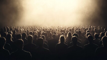 Obraz premium Large audience watching a show, stage lights