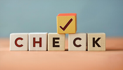 Check for verification. Colorful blocks spell "CHECK" with a checkmark symbol above.