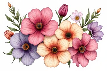 Fototapeta premium Delicate Floral Arrangement with Pastel Colors