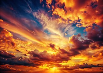 Obraz premium Golden Hour Sunset Sky: Vibrant Hues of a Vintage Photograph