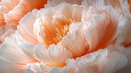 Close-up of blooming peony flower with soft colors; macro shot for backgrounds