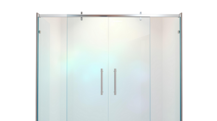 Photo of glass shower door isolated on transparent background.png