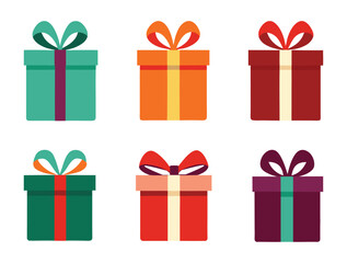 set of colorful gift boxes
