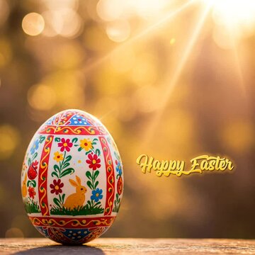 easter eggs with ribbon, Animated Happy Easter banner