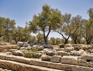 Landscape with ruins of Roman Theatre of ancient Aptera