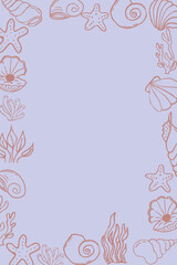 background with a frame around the edge with sea shells