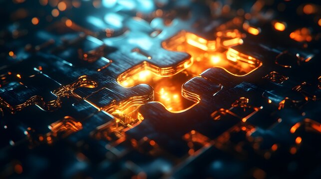 Futuristic Glowing Puzzle Piece with Radiant Light