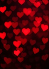 Red hearts blurred bokeh lights on black background glitter sparkle for valentines day overlay for your design bokeh red bokeh abstract background glow design light texture effect sparkle