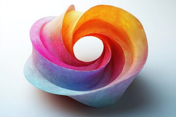 3D vibrant rainbow-colored spiral on a light gray background