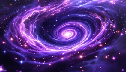 Purple Galaxy Swirl with Stars Space Art for Science Fiction Theme