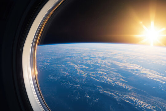 View of Earth from the International Space Station during sunrise