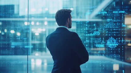 Fototapeta premium Finance Expert Analyzing Dynamic Data in a Tech Environment