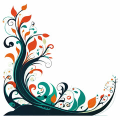 abstract floral background vector with white area for insertion