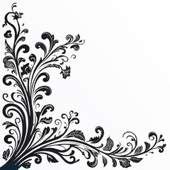 vintage black and white ornate decoration vector with white area for insertion