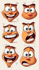 Fototapeta premium Cartoon Character Emotions Expression Set with Different Faces