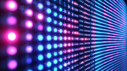 Abstract, colorful LED panel display background for vibrant technology concepts