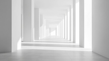 Fototapeta premium Modern office lobby with clean, minimal design and natural light, embodying simplicity and elegance.