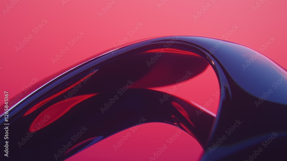Poster Abstract flowing object with smooth curve; glossy effect with background blur