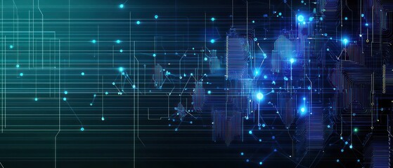 Obraz premium Abstract Digital Network with Glowing Blue and Teal Lines