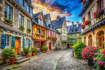 Naklejka premium HDR Photograph of Quimper, France: Charming Breton Cityscape