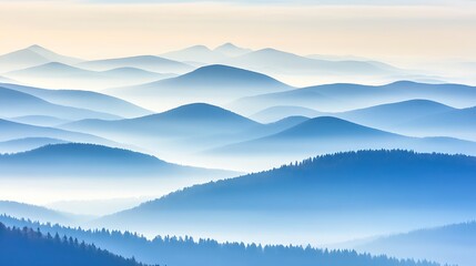 Fototapeta premium Misty Blue Mountains Rolling Hillscape Landscape