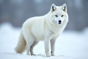 Obraz premium Majestic White Arctic Fox in Snowy Landscape