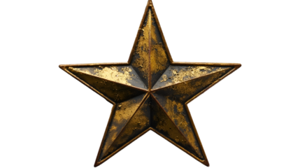 Gold Star Ornament Vintage Festive Decoration, Elegant Design for Holiday Themes, isolated on transparent background.