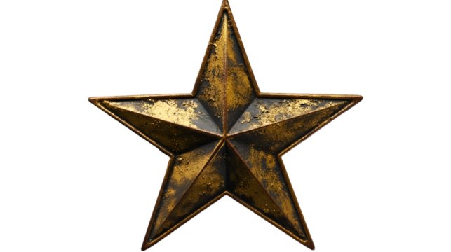 Gold Star Ornament Vintage Festive Decoration, Elegant Design for Holiday Themes, isolated on transparent background.