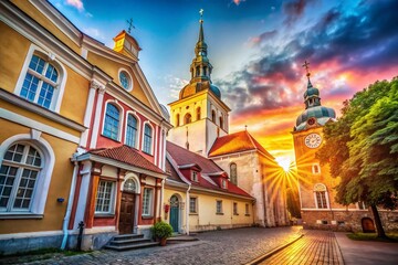 Naklejka premium Holy Ghost Church Tallinn Estonia - Architectural Detail, High Depth of Field