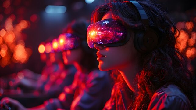 Futuristic VR Music Class with Holographic Instruments and Vibrant Sound Visualization - Powered by Adobe