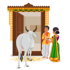 Indian house warming ceremony, gruhapravesha pooja