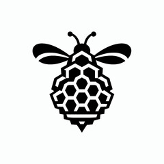 Fototapeta premium illustration, vector, image, art, art image, wallpaper, hive, bee, bee hive, logo bee, logo, icon, black and white
