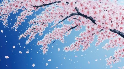 Beautiful cherry blossom flower at full blooming in Spring.