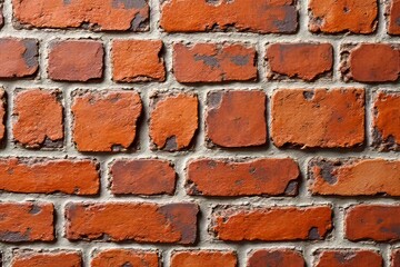 Rustic Red Brick Wall Texture Close-up for Home Decor