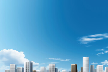 Fototapeta premium Bright skyline with vibrant blue sky and scattered clouds on a clear day