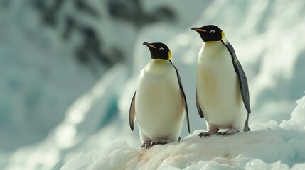 Fototapeta premium Antarctic Emperor Penguins on Iceberg, Wildlife